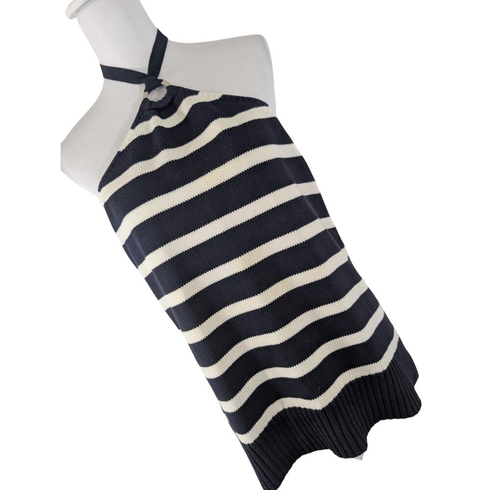 ANN TAYLOR LOFT! BLACK & WHITE KNIT STRIPED HALTER STYLE TOP, SWEATER! SZ XL